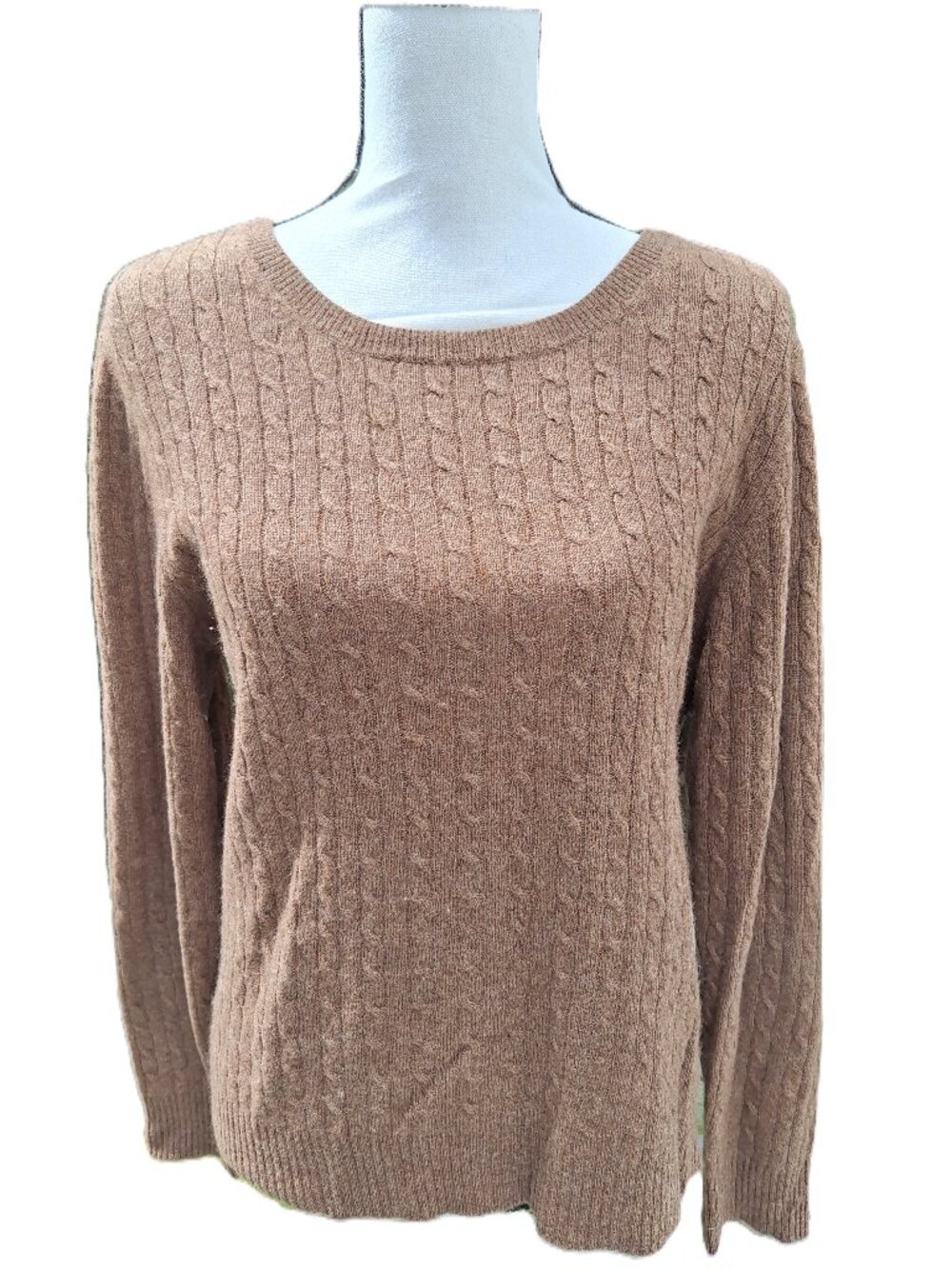 Kenar Brown Cashmere Sweater Cable Knit Size XL